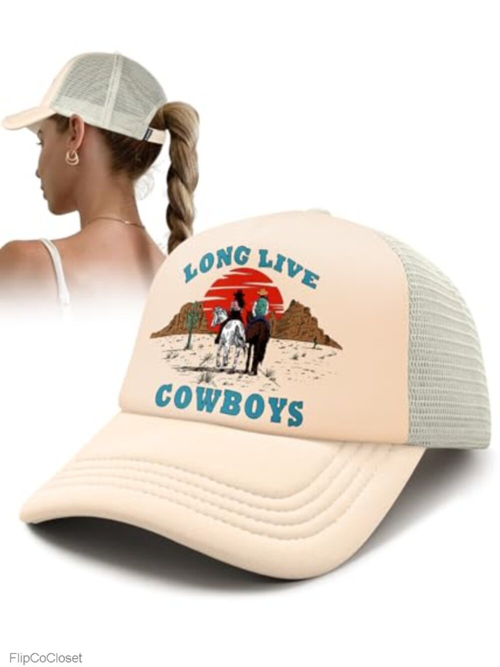 Women's Trucker Hat Adjustable Snapback Mesh Back Baseball Cap Sun Protection